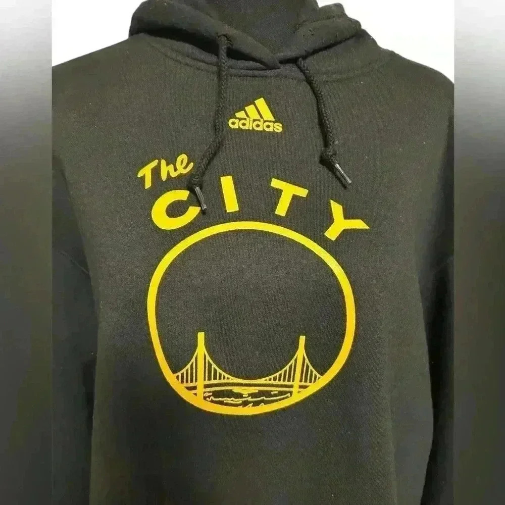 🖤 ADIDAS Golden State Warriors Black/Gold Logo Hoodie, med oversized, GUC - Picture 2 of 3